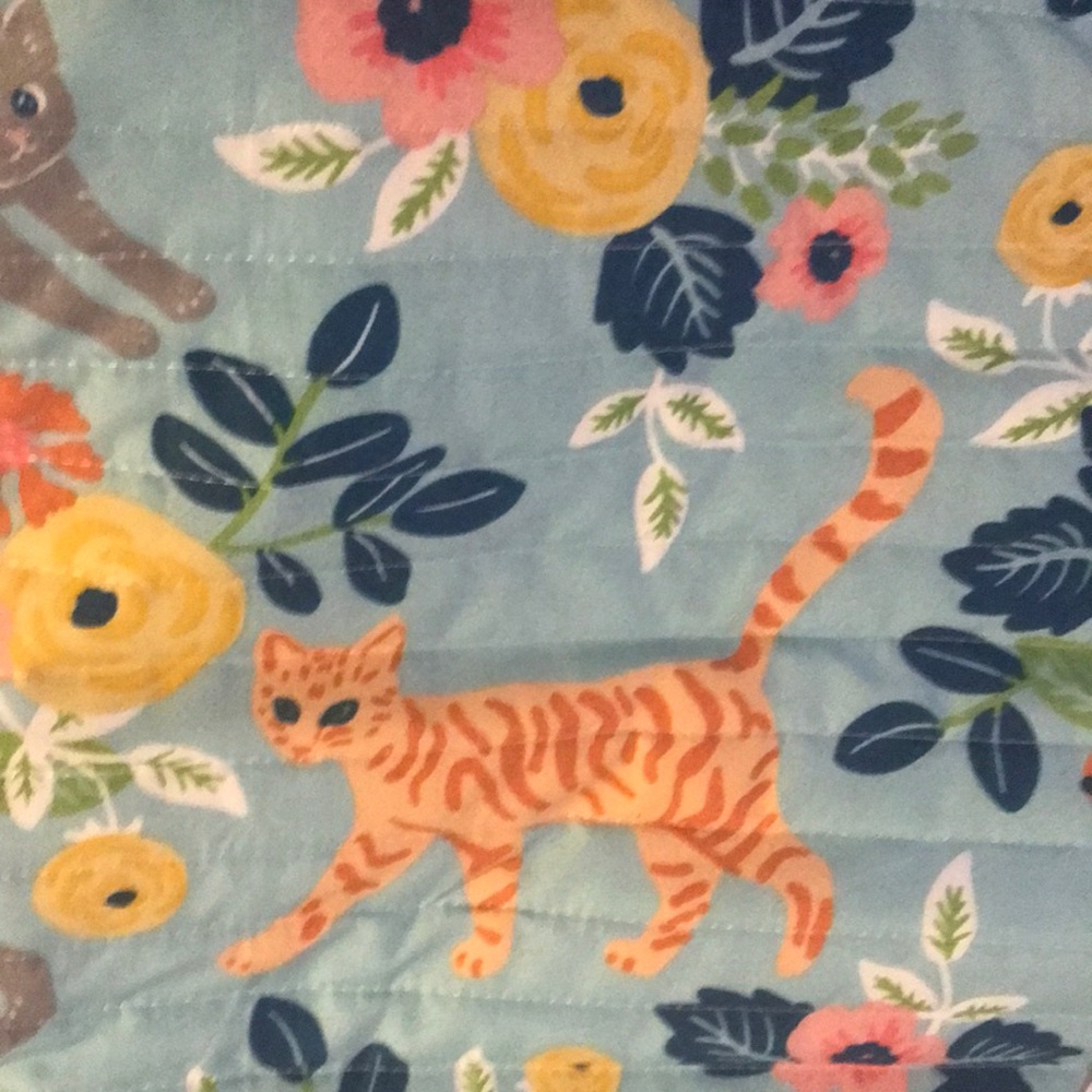 Twin quilt set floral cats reversible